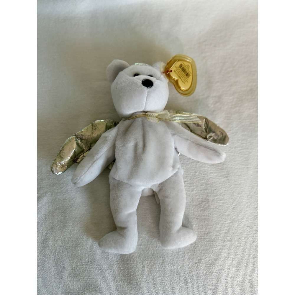 Ty Beanie Baby Halo the Angel Bear - Retired 1998 - With Original Heart Tag